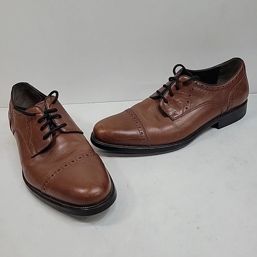 Johnston & Murphy Men's Brown Cap Toe Oxford Dress Shoes Size 9M Leather